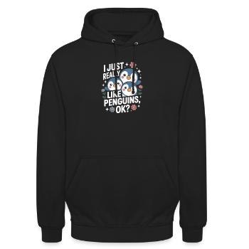 Penguin Trio Saying Picture - Unisex Hoodie - black - Front - Alina (178cm) & Michal (187cm)