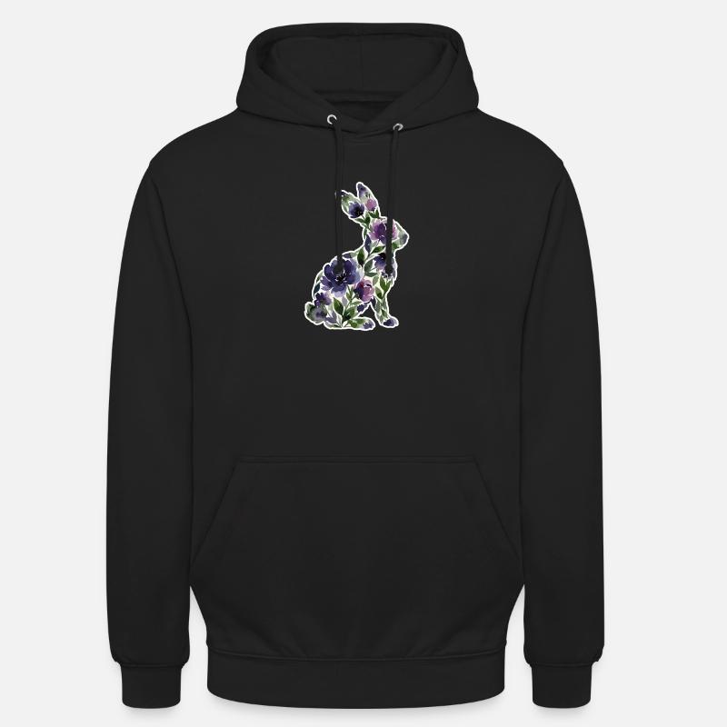 Fleurs en forme de lapin - Sweat-shirt à capuche unisexe - noir