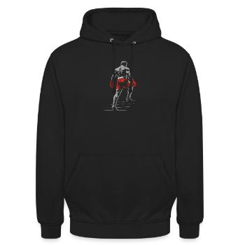 Boxer mit Boxhandschuhen - Unisex Hoodie - Schwarz - Vorne - Alina (178cm) & Michal (187cm)