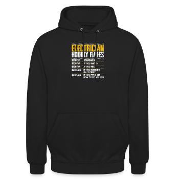 Electrician Hourly Rate Humor - Unisex Hoodie - black - Front - Alina (178cm) & Michal (187cm)
