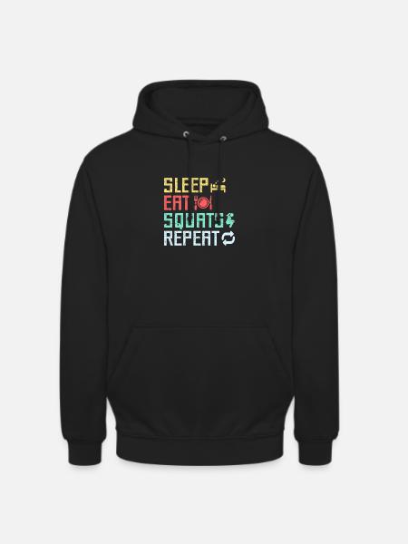 Fitness Fanatics Sleep Eat Squats Repeat - Unisex Hoodie - black