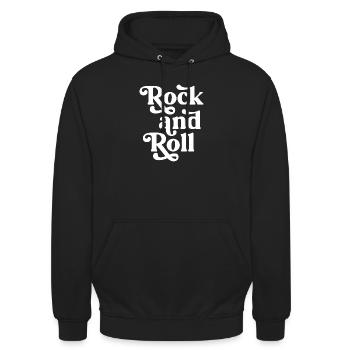 Police de caractères rétro rock and roll - Sweat-shirt à capuche unisexe - noir - Devant - Alina (178cm) & Michal (187cm)