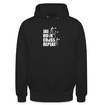 Jab Hook Cross Repeat - Unisex Hoodie - Schwarz - Vorne - Alina (178cm) & Michal (187cm)