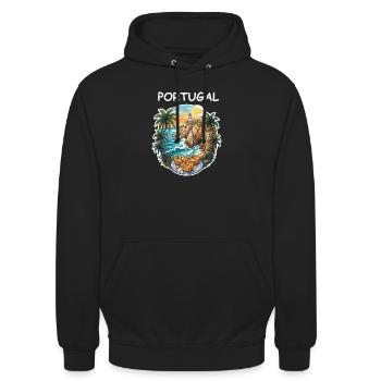 Falaises du Portugal - Sweat-shirt à capuche unisexe - noir - Devant - Alina (178cm) & Michal (187cm)