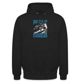 UTV Tout-Terrain Boy Men 4 Wheels Side by Side - Sweat-shirt à capuche unisexe - noir - Devant - Alina (178cm) & Michal (187cm)