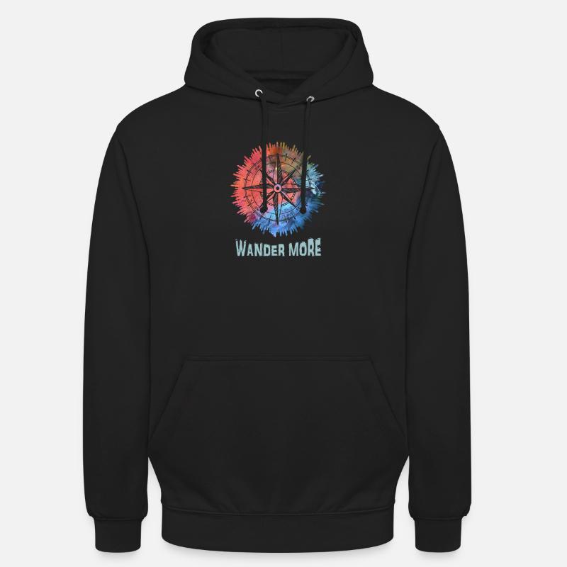 Wander More Compass Tie-Dye - Sweat-shirt à capuche unisexe - noir