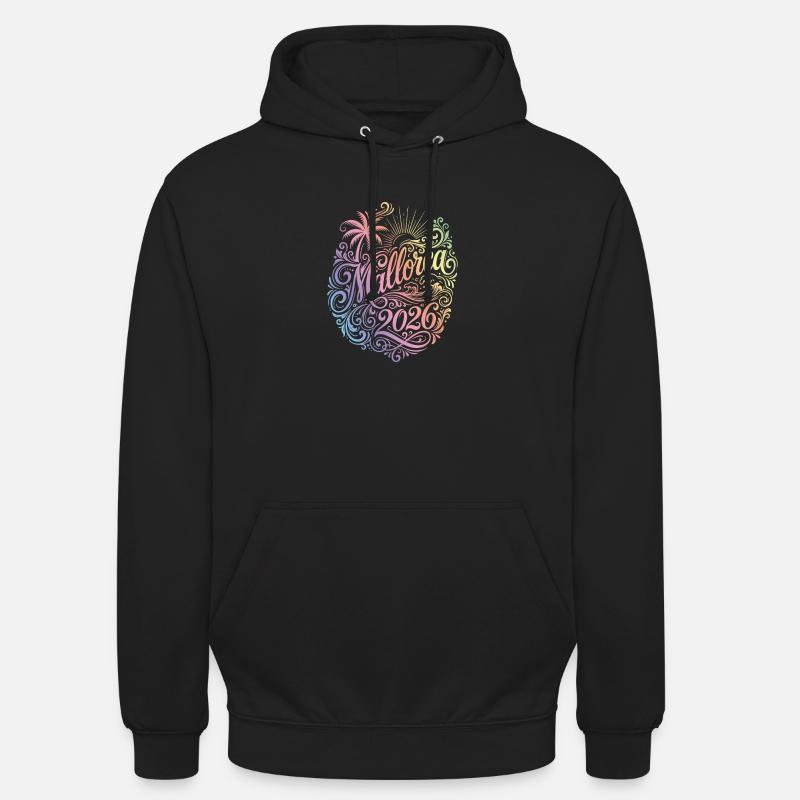 Mallorca 2026 Bunt Palme - Unisex Hoodie - Schwarz