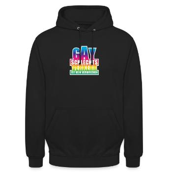 Gay schlechtsverkehr  / Lustiges Wortspiel, Pride - Unisex Hoodie - Schwarz - Vorne - Alina (178cm) & Michal (187cm)