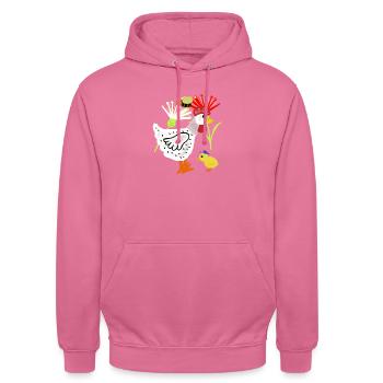 Fleurs de poulet poussin Poulet Retro Kids - Sweat-shirt à capuche unisexe - rose - Devant - Alina (178cm) & Michal (187cm)