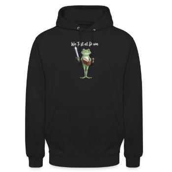 Frog Knight Reading Sword - Unisex Hoodie - black - Front - Alina (178cm) & Michal (187cm)