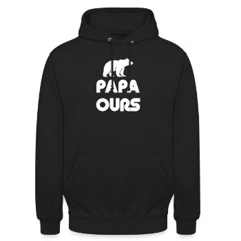 Papa Ours Silhouette - Unisex Hoodie - Schwarz - Vorne - Alina (178cm) & Michal (187cm)