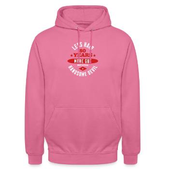 80 Jahre gutaussehender Teufel - Unisex Hoodie - Pink - Vorne - Alina (178cm) & Michal (187cm)