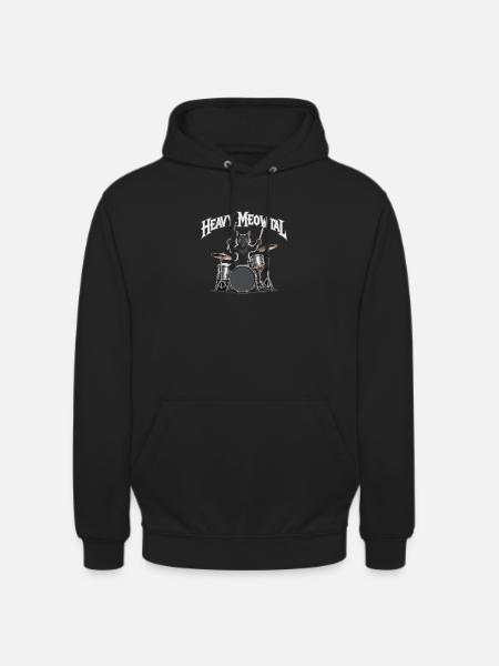 Heavy Metal Cat on Drums - Unisex Hoodie - black