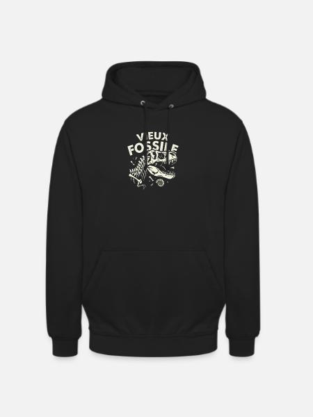 Old Fossil Dinosaur Humor Birthday - Unisex Hoodie - black