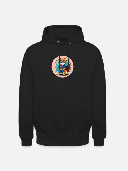 Fuchs Superheld Kids - Unisex Hoodie - Schwarz