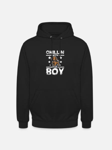 chillin avec mon teckel garçon - Sweat-shirt à capuche unisexe - noir