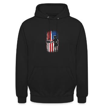 Usa American flag Mail lady - Unisex Hoodie - Schwarz - Vorne - Alina (178cm) & Michal (187cm)