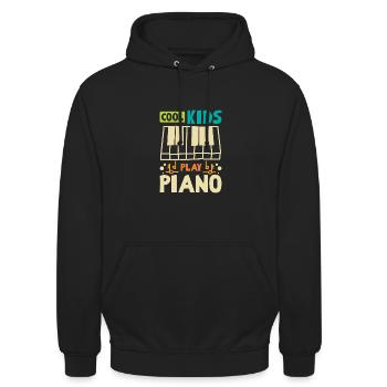Children Cool kids play piano - Unisex Hoodie - black - Front - Alina (178cm) & Michal (187cm)