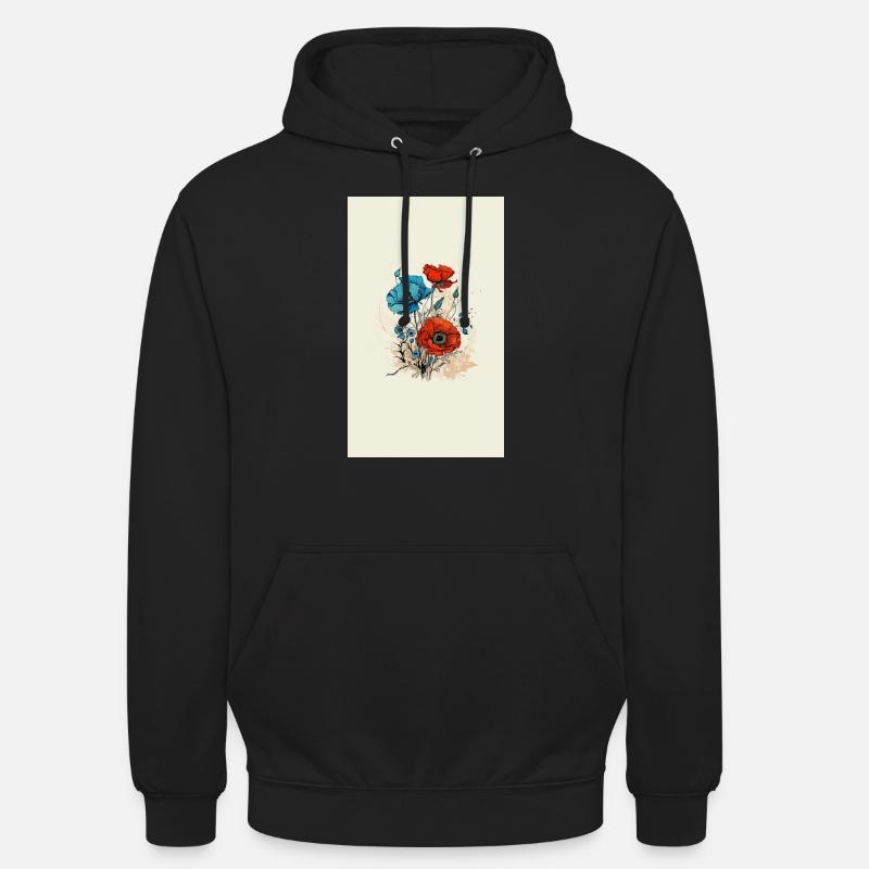 Coquelicots - Sweat-shirt à capuche unisexe - noir