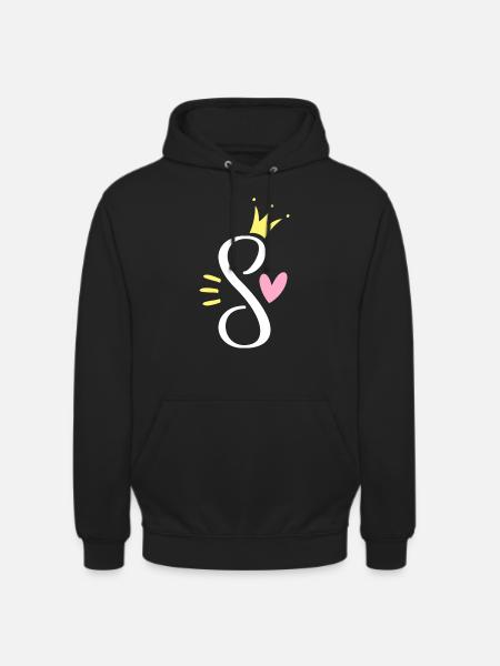 Buchstabe S Anfangsbuchstabe Krone - Unisex Hoodie - Schwarz