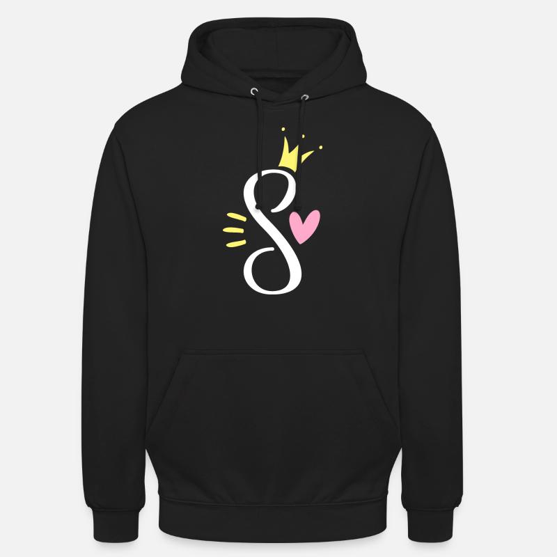 Buchstabe S Anfangsbuchstabe Krone - Unisex Hoodie - Schwarz