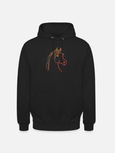 Horse with orange gradient line - Unisex Hoodie - black