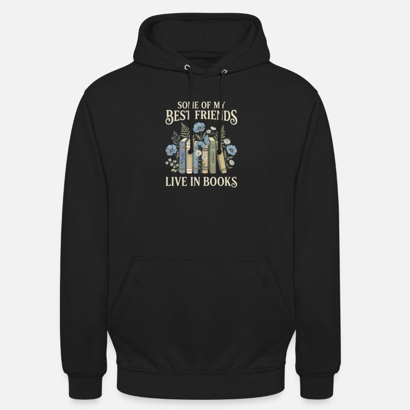 Amante dei libri, amici botanici vintage - Felpa con cappuccio unisex - nero