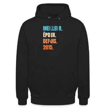 Best Husband Since 2015 Husband Gift - Unisex Hoodie - black - Front - Alina (178cm) & Michal (187cm)