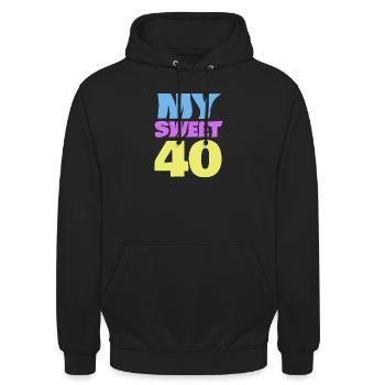 Logo de l’explosion de couleurs des années 40 - Sweat-shirt à capuche unisexe - noir - Devant - Alina (178cm) & Michal (187cm)