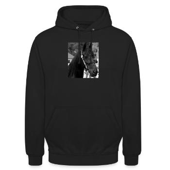 Pferdekopf - Unisex Hoodie - Schwarz - Vorne - Alina (178cm) & Michal (187cm)