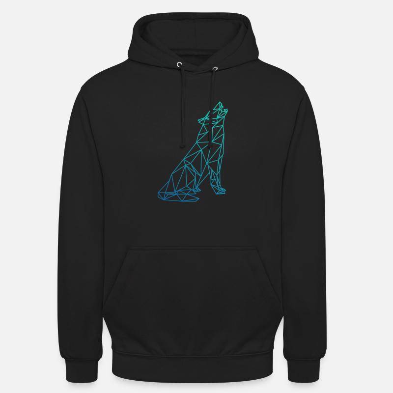 WOLF Abstrakt Polygon geometrisch Geschenk - Unisex Hoodie - Schwarz