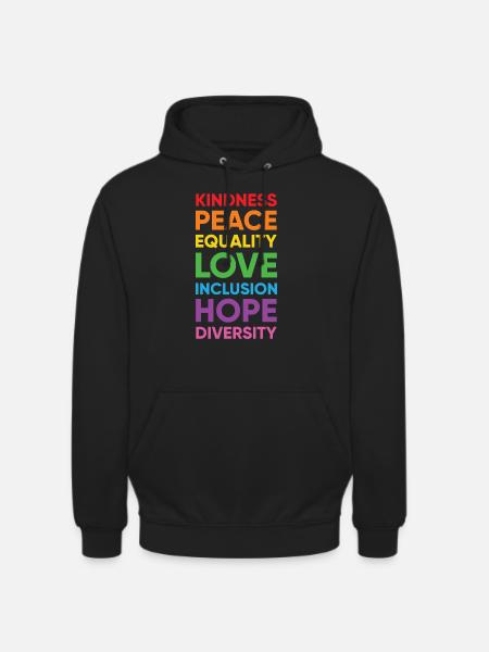 Human Peace Equality Kindness Diversity - Unisex Hoodie - black