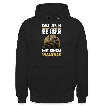 Walross - Unisex Hoodie - Schwarz - Vorne - Alina (178cm) & Michal (187cm)