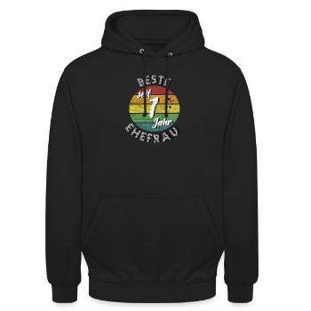 beste Ehefrau seit 1 Jahr 1. Hochzeitstag retro - Unisex Hoodie - Schwarz - Vorne - Alina (178cm) & Michal (187cm)