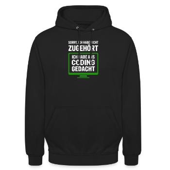 Sorry, Nicht Zugehört Coding Gedacht - Unisex Hoodie - Schwarz - Vorne - Alina (178cm) & Michal (187cm)