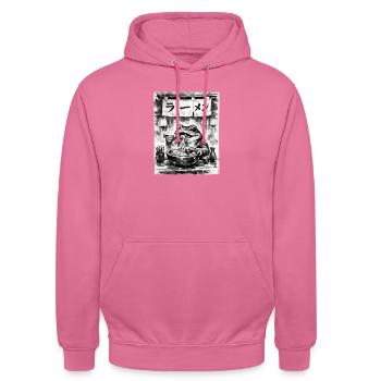 Ramen Nudeln Frosch Sumi-e Tuschezeichnung - Unisex Hoodie - Pink - Vorne - Alina (178cm) & Michal (187cm)