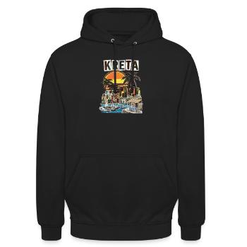 Kreta Urlaub Griechenland - Unisex Hoodie - Schwarz - Vorne - Alina (178cm) & Michal (187cm)
