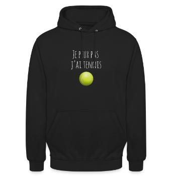 Je peux pas j'ai tennis - Sweat-shirt à capuche unisexe - noir - Devant - Alina (178cm) & Michal (187cm)