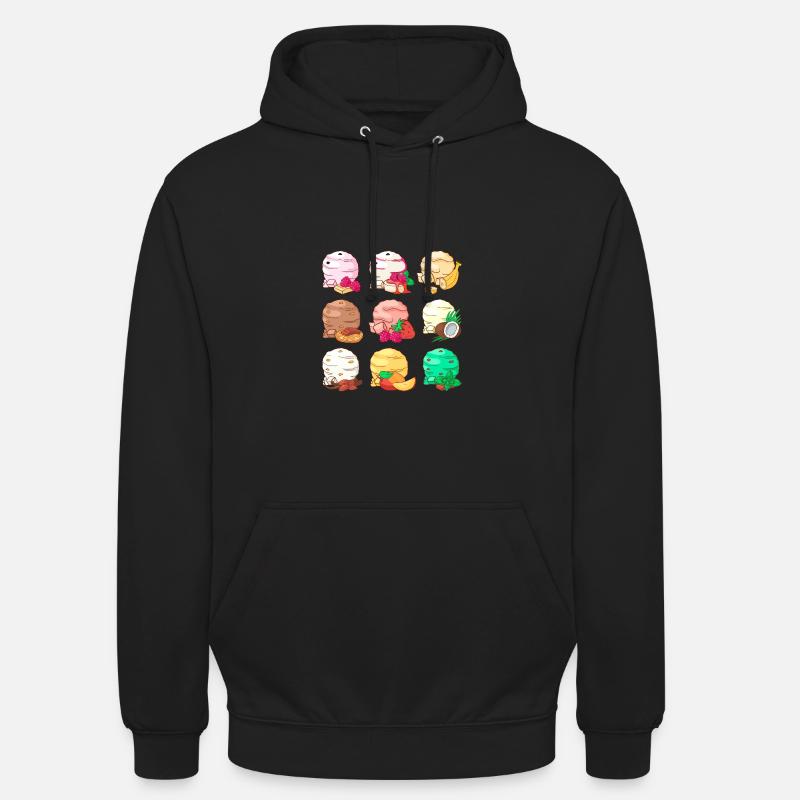 Crème glacée, crème glacée, crème glacée, crème glacée, boule, crème glacée, sundae - Sweat-shirt à capuche unisexe - noir