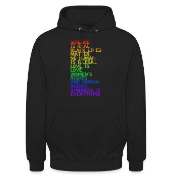 SCIENCE IS REAL BLACK LIVES MATTER LGBT PRIDE BLM - Unisex Hoodie - Schwarz - Vorne - Alina (178cm) & Michal (187cm)