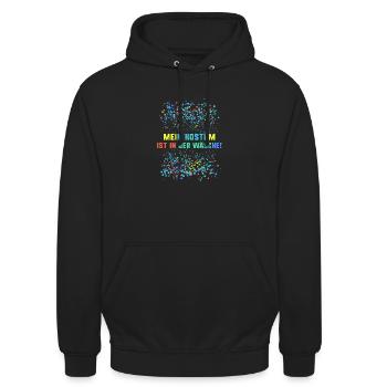 mein kostüm,helau,konfetti,mein kostüm in der wäsc - Unisex Hoodie - Schwarz - Vorne - Alina (178cm) & Michal (187cm)