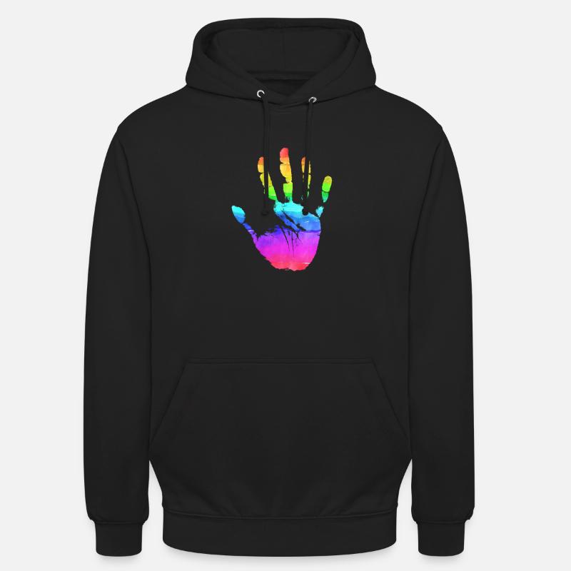 Arc-en-ciel à main - Sweat-shirt à capuche unisexe - noir