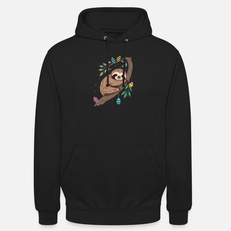 Easter Sloth with Easter Eggs - Unisex Hoodie - black
