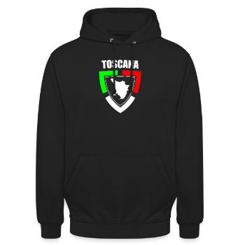 Toskana-Souvenir im trikolorierten Italien T-Shirt - Unisex Hoodie - Schwarz - Vorne - Alina (178cm) & Michal (187cm)