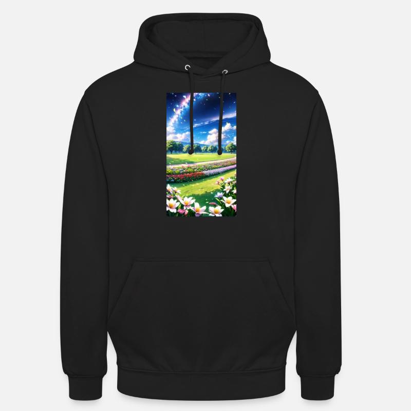 Paysage avec 4 zones, IA générative - Sweat-shirt à capuche unisexe - noir