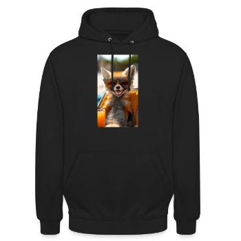 Grinning fox on the beach - Unisex Hoodie - black - Front - Alina (178cm) & Michal (187cm)