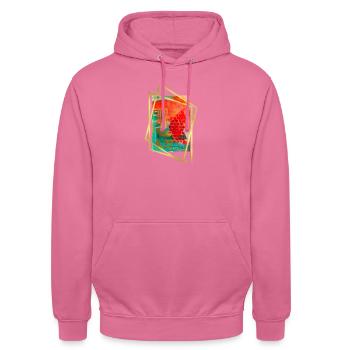 Fusion abstraite avec des hexagones vibrants - Sweat-shirt à capuche unisexe - rose - Devant - Alina (178cm) & Michal (187cm)