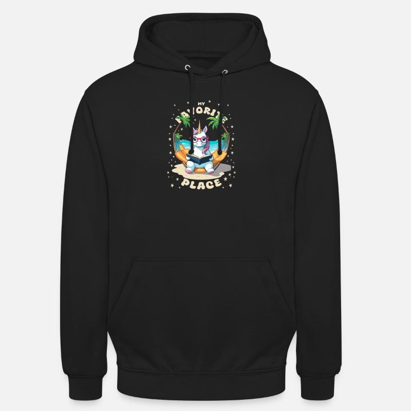 Einhorn mit Buch - Unisex Hoodie - Schwarz