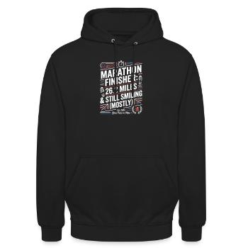 Marathon Finisher: Still Smiling - Unisex Hoodie - black - Front - Alina (178cm) & Michal (187cm)