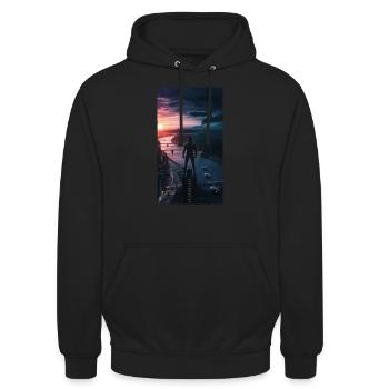 Gedanken schweben... - Unisex Hoodie - Schwarz - Vorne - Alina (178cm) & Michal (187cm)
